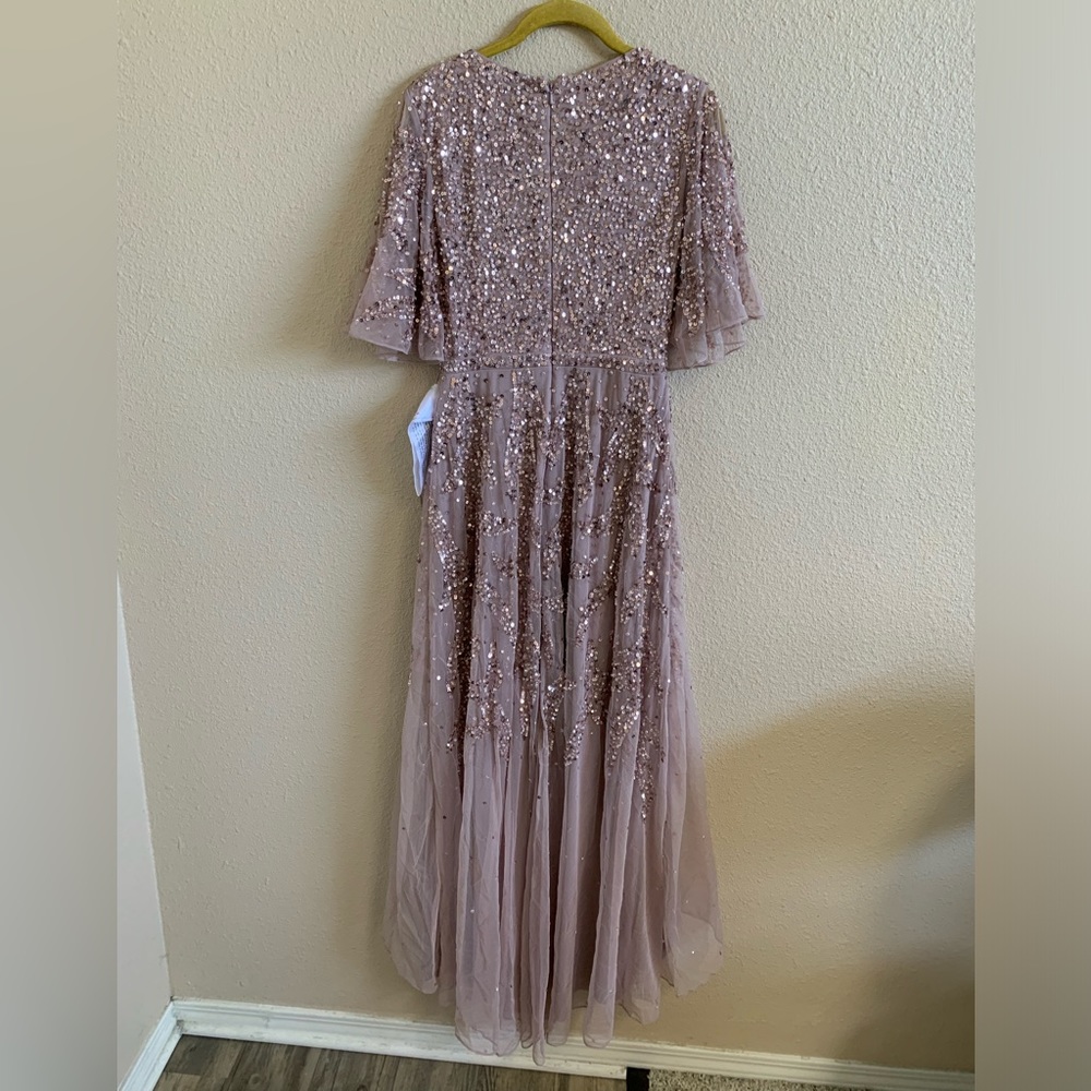 Mac Duggal SEQUINED BUTTERFLY SLEEVE HIGH LOW GOWN 93681 NWT (4)๐ด - Picture 4 of 13